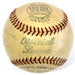 Cy Young Signed 1952 Baseball W/ Full JSA Letter & Newspaper Clips