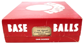 Charles O. Finley unopened box of 1 Dozen Orange Baseballs 