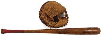 George Pfister Game Used 1941 Brooklyn Dodgers Bat & Glove