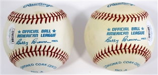 Ted Williams Signed American League Baseball LOT x 2 JSA-BB61840-BB61843