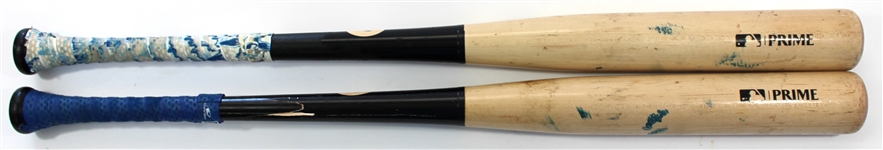 Maikel García lot of 2 Game used & Signed 2023 Bats - MLB Authenticated