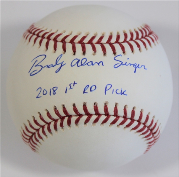 Brady Singer Signed 2018 1st Round Draft Pick - JSA *