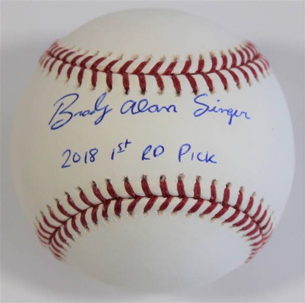 Brady Singer Signed 2018 1st Round Draft Pick - JSA 