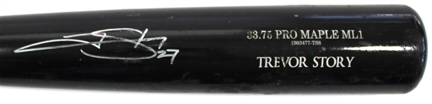 Trevor Story Game Used & Signed Bat 