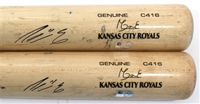 Maikel García lot of 2 Game used & Signed 2023 Bats - MLB Authenticated
