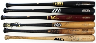 Lot of 6 Game Used Baseball Bats