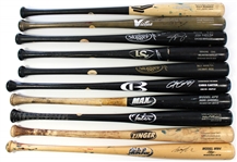 Lot of 10 Game Used Baseball Bats
