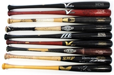 Lot of 9 Game Used Baseball Bats