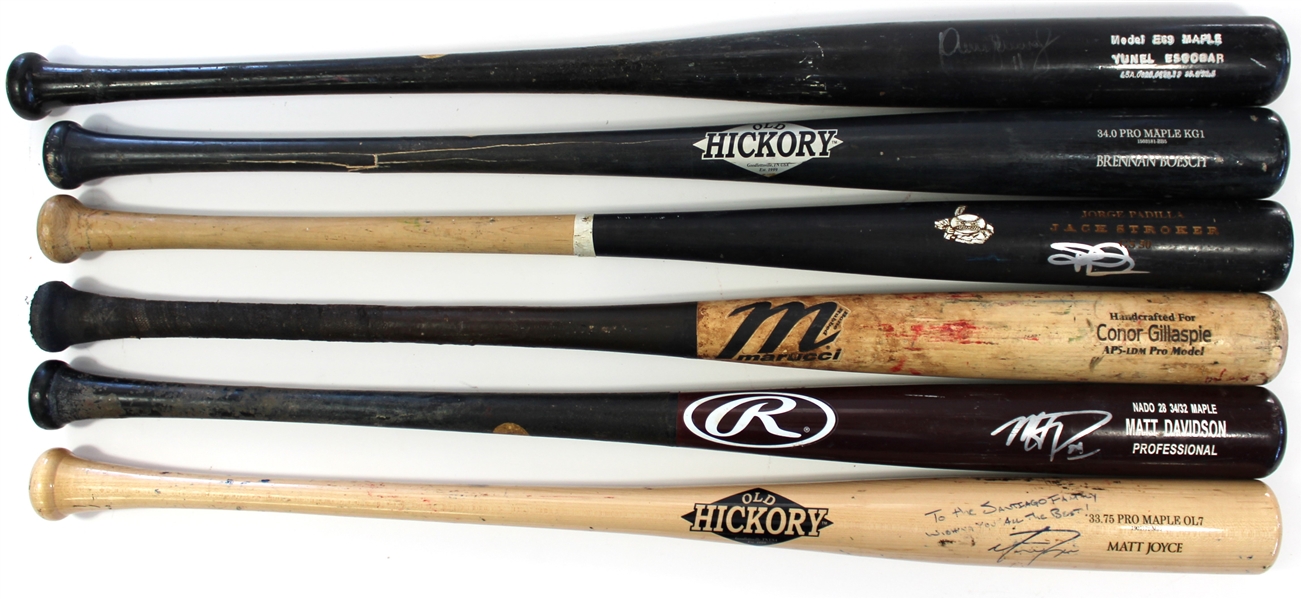 Lot of 6 Game Used Baseball Bats